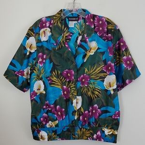 Notations Vintage Hawaiian Floral Print Short Sleeve Top 12